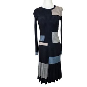 525 America ribbed knit long sleeves midi dress